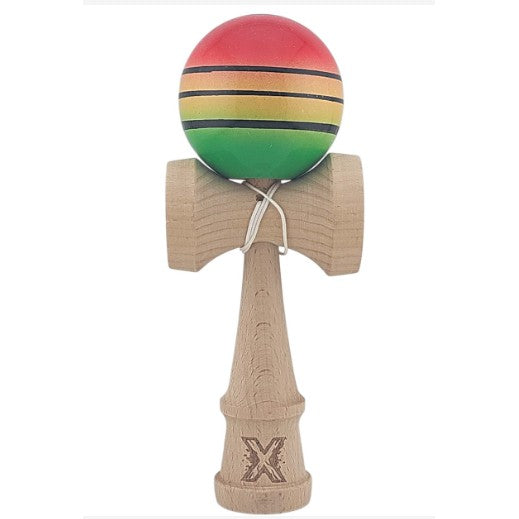 Kendama Originala X - Chicanos, Super Sticky, V3 King Size Cup, Gaura in Baza, Profesionala, Vivimall -Big cup -, din Lemn, 18 cm, Gradient Rosu/Galben/Verde - vivimall.ro