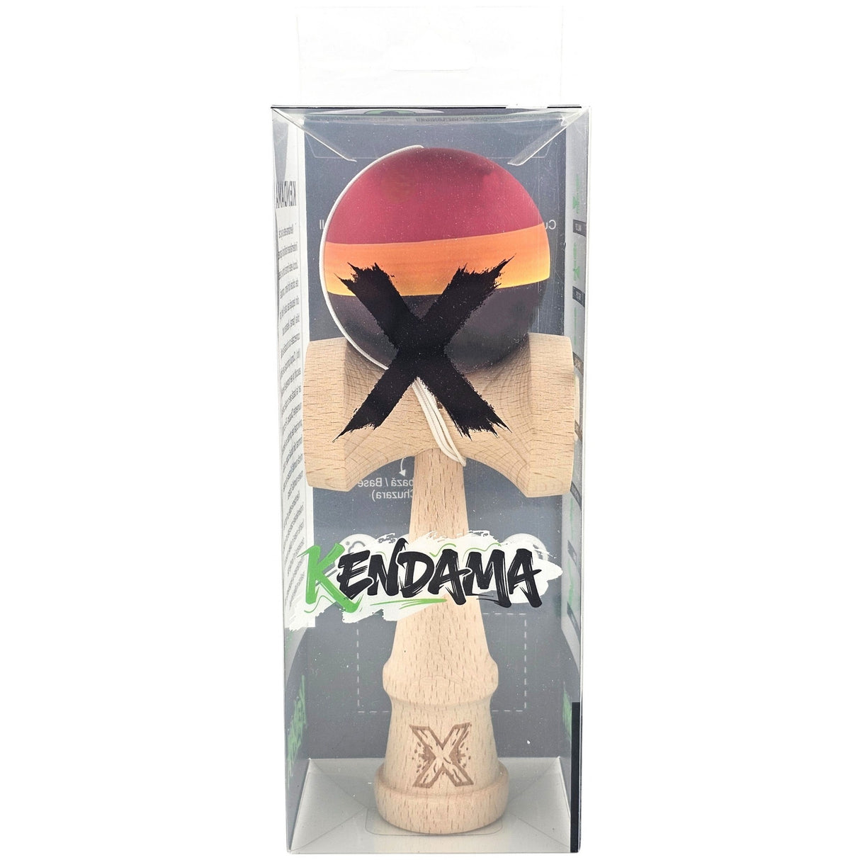 Kendama Originala X, Profesionala, Flippy, Rubber Grip, din Lemn, 18 cm, Rosu/Galben/Negru - vivimall.ro