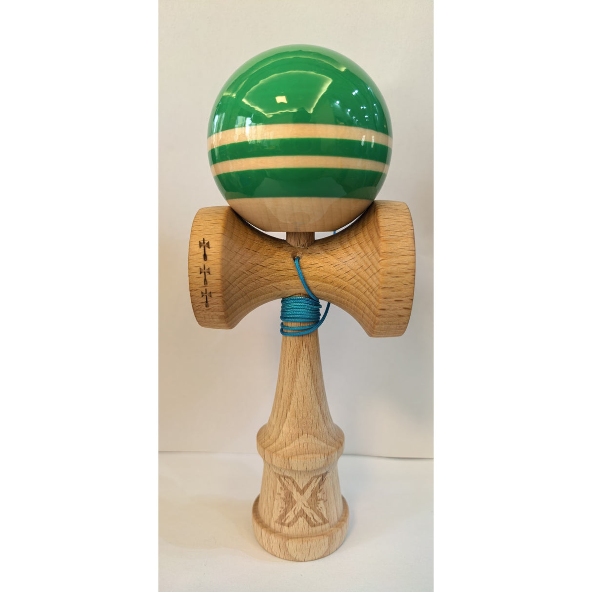 Kendama Originala X - RAINBOW , Profesionala, Flippy, din Lemn, 18 cm, Verde -largel balls+large handle +Original Super Sticky - vivimall.ro
