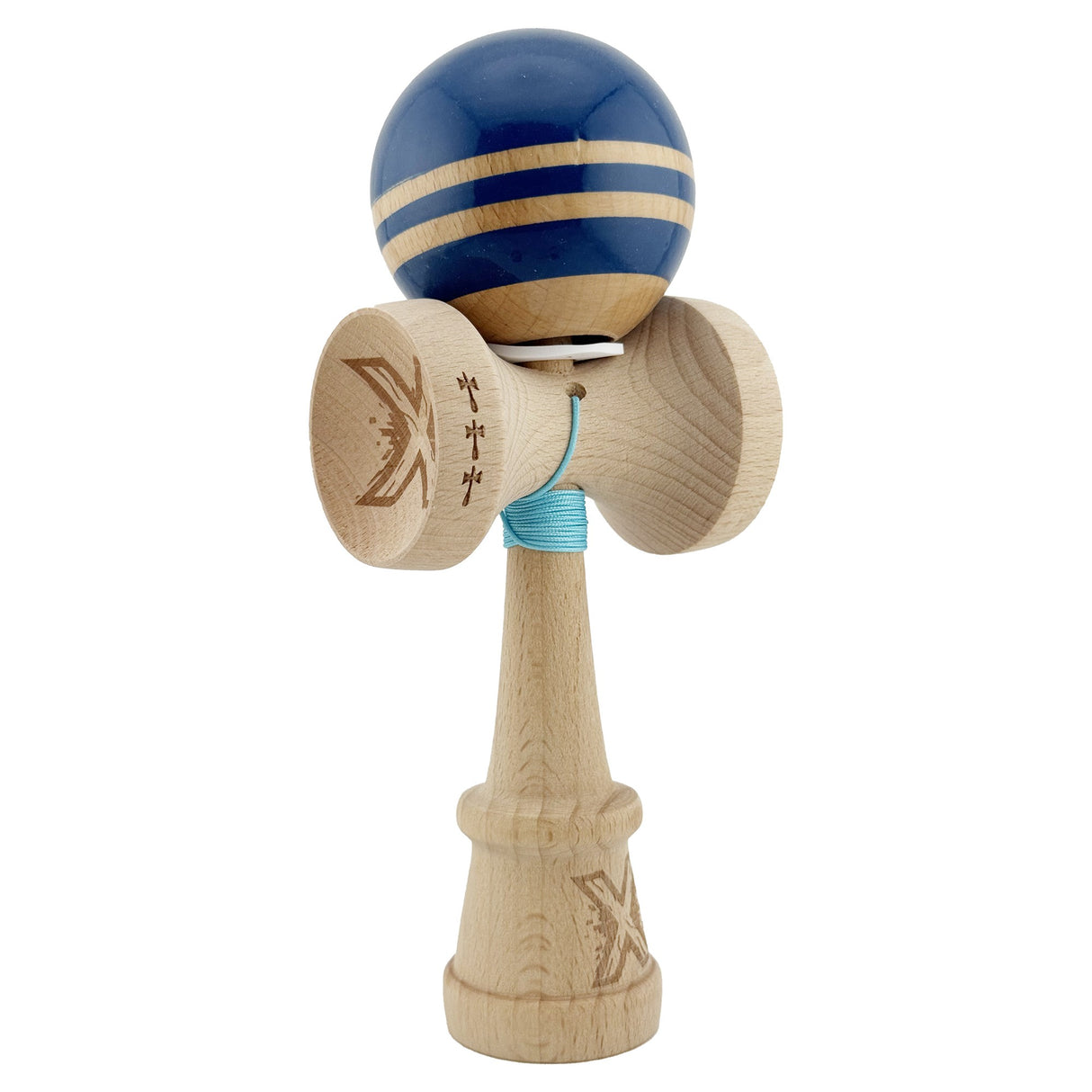 Kendama Originala X - Rainbow, Super Sticky, V3 King Size Cup, Gaura in Baza, Profesionala, Vivimall, din Lemn, 18 cm, Albastru