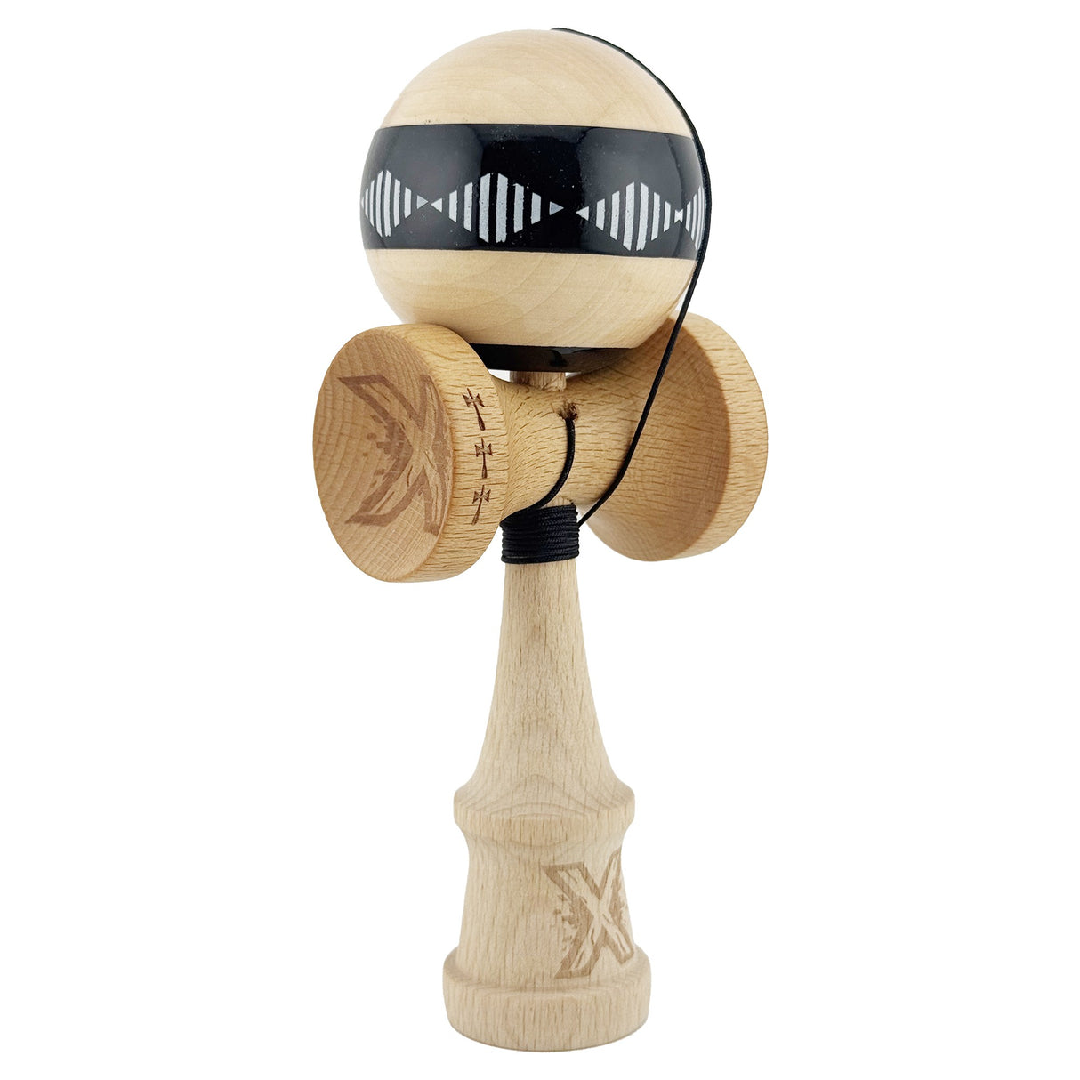 Kendama Originala X - FREQUENCY , Profesionala, Vivimall, din Lemn, 18 cm, Negru - vivimall.ro