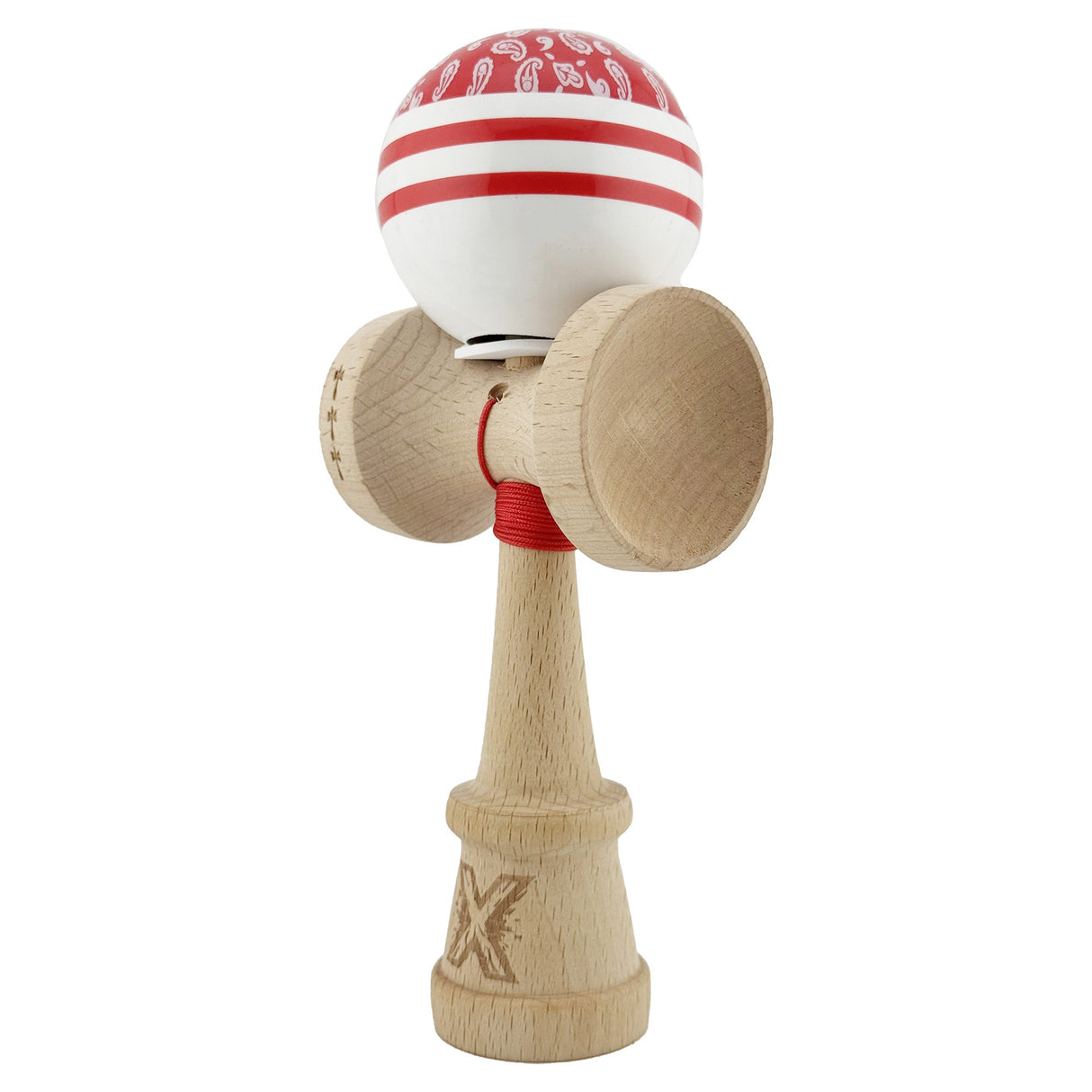 Kendama Originala X - Chicanos, Super Sticky, V3 King Size Cup, Gaura in Baza, Profesionala, Vivimall, din Lemn, 18 cm, Rosu - vivimall.ro
