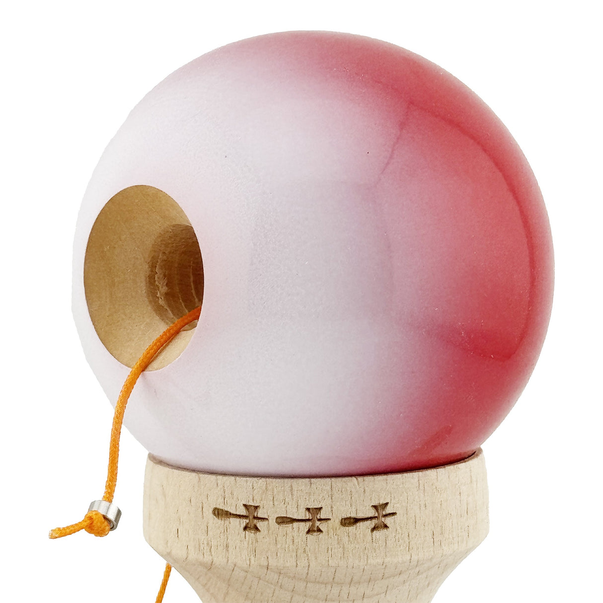 Kendama X Originala, Profesionala, Vivimall, Big Cups V2, Super Sticky, Rulment Metalic cu Ata 55 cm, Rosu/Alb - vivimall.ro