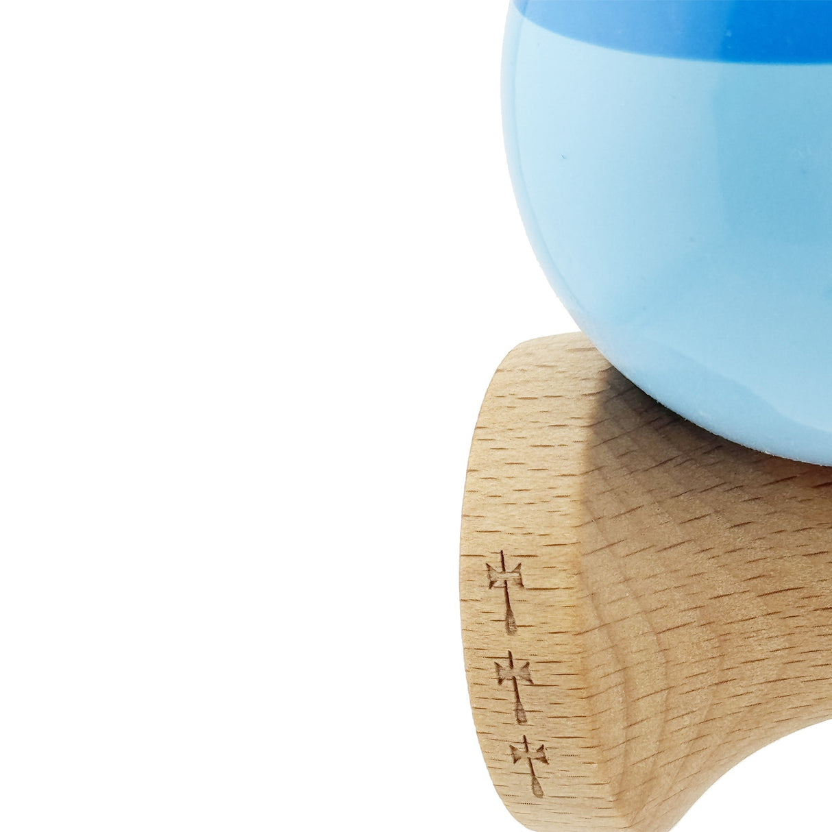 Kendama X Originala, Profesionala, Flippy, Big Cups V2, Super Sticky cu Cupe Mari, Rulment Metalic, din lemn 18 cm, Ata 55 cm, Albastru/Bleu