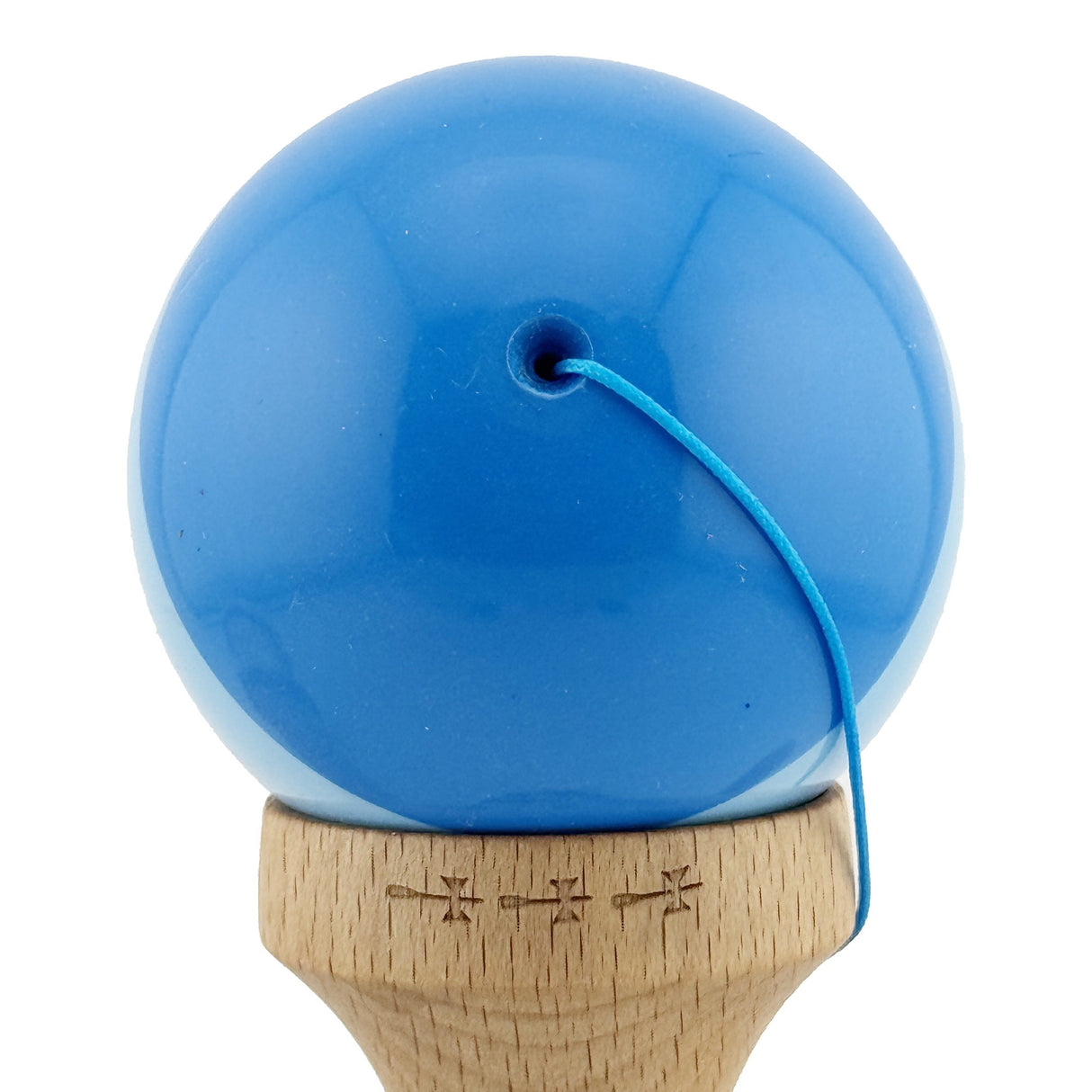Kendama X Originala, Profesionala, Flippy, Big Cups V2, Super Sticky cu Cupe Mari, Rulment Metalic, din lemn 18 cm, Ata 55 cm, Albastru/Bleu