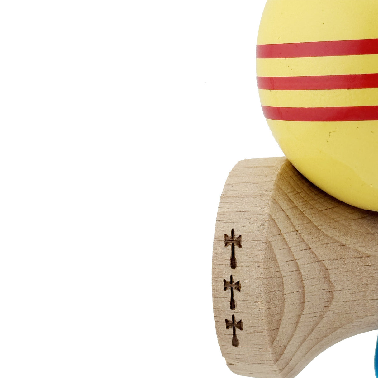 Kendama X Originala, Profesionala, Flippy, Big Cups V2, Super Sticky Legendary Cupe Mari, Rulment Metalic cu Ata 55 cm,-Galben/Linii Rosii - vivimall.ro