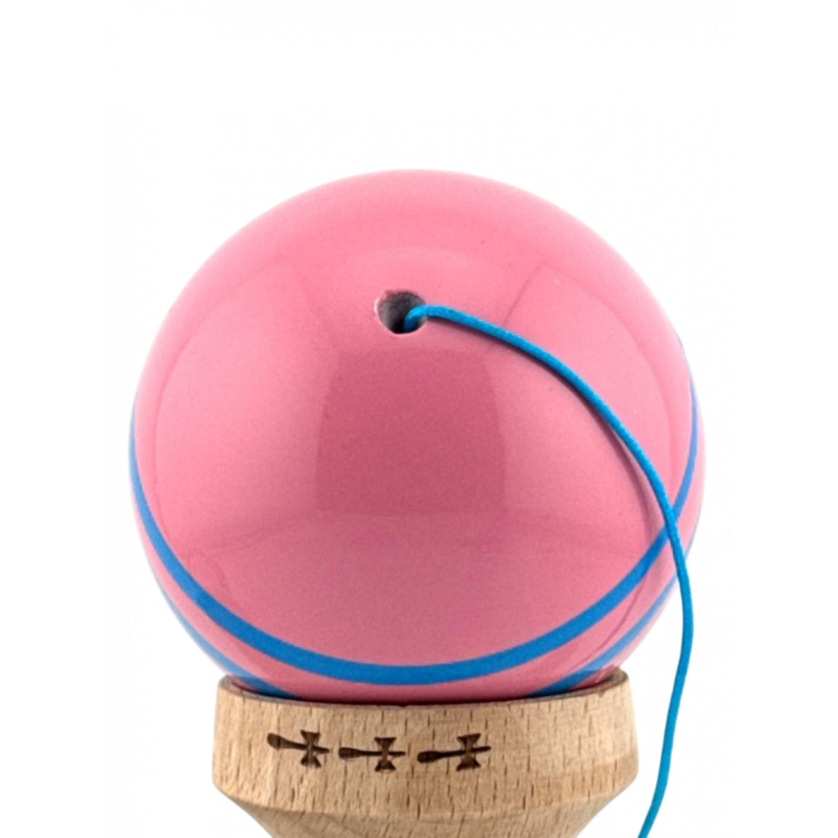 Kendama X Originala, Profesionala, Flippy, Big Cups V2, Super Sticky Legendary Cupe Mari, Rulment Metalic cu Ata 55 cm, Roz/Linii Albastre deschise - vivimall.ro
