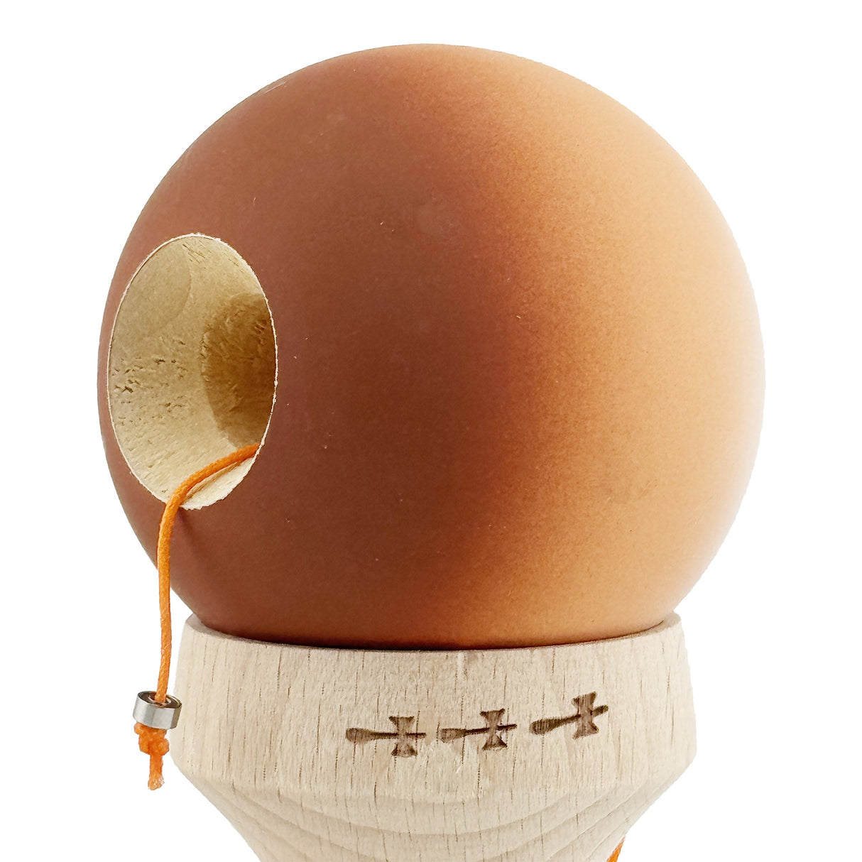 Kendama X Originala, Profesionala, Vivimall, Cupe Mari KING SIZE V3, Rubber Grip, Gaura in Baza, Rulment Metalic, din lemn 18 cm, Ata 55 cm, Gradient Alb/Maro - vivimall.ro