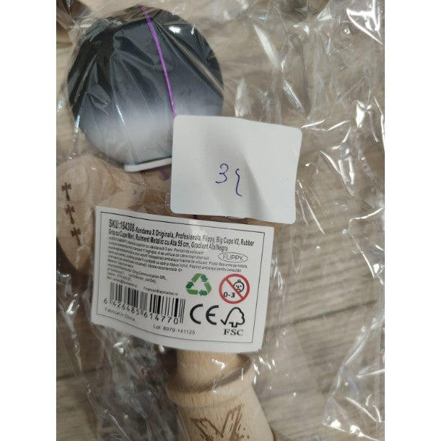 Kendama X Originala, Profesionala, Flippy, Big Cups V3, Rubber Grip model gradient alb/negru