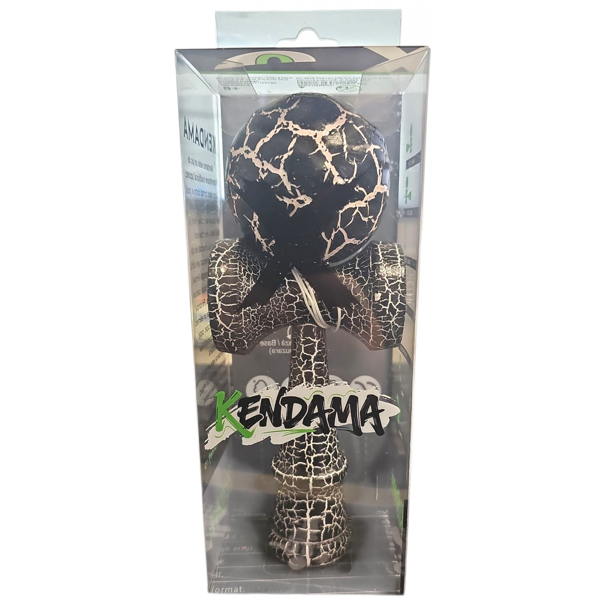 Kendama X Originala, Profesionala, Vivimall, Cracked, din Lemn, 18 cm, Negru Alb - vivimall.ro