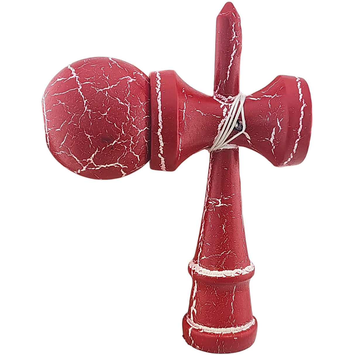 Kendama X Originala, Profesionala, Vivimall, Cracked, din Lemn, 18 cm, Rosu/Alb - vivimall.ro