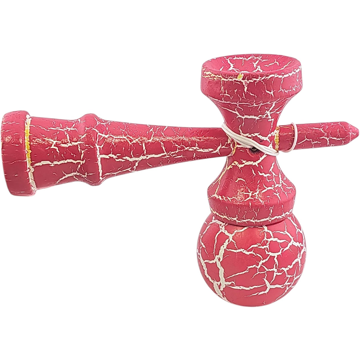 Kendama X Originala, Profesionala, Vivimall, Cracked, din Lemn, 18 cm, Roz Aprins/Alb - vivimall.ro