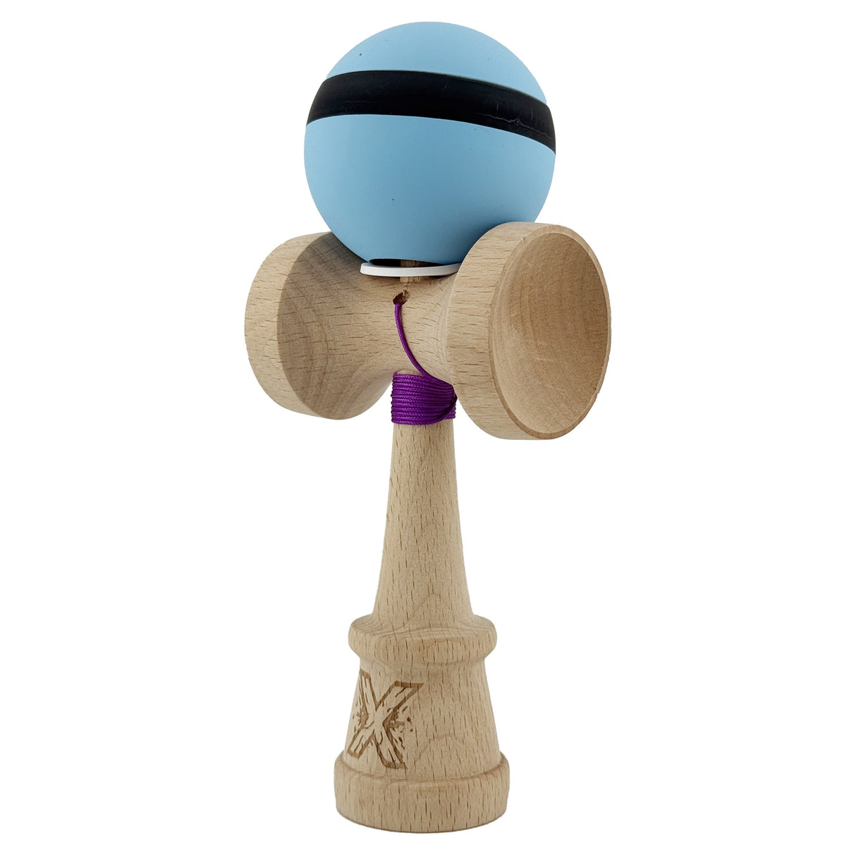 Kendama X Originala, Profesionala, Vivimall, Cupe Mari KING SIZE V3, Rubber Grip, Gaura in Baza, Rulment Metalic, din lemn 18 cm, Ata 55 cm, M Bleu/Negru/Bleu - vivimall.ro