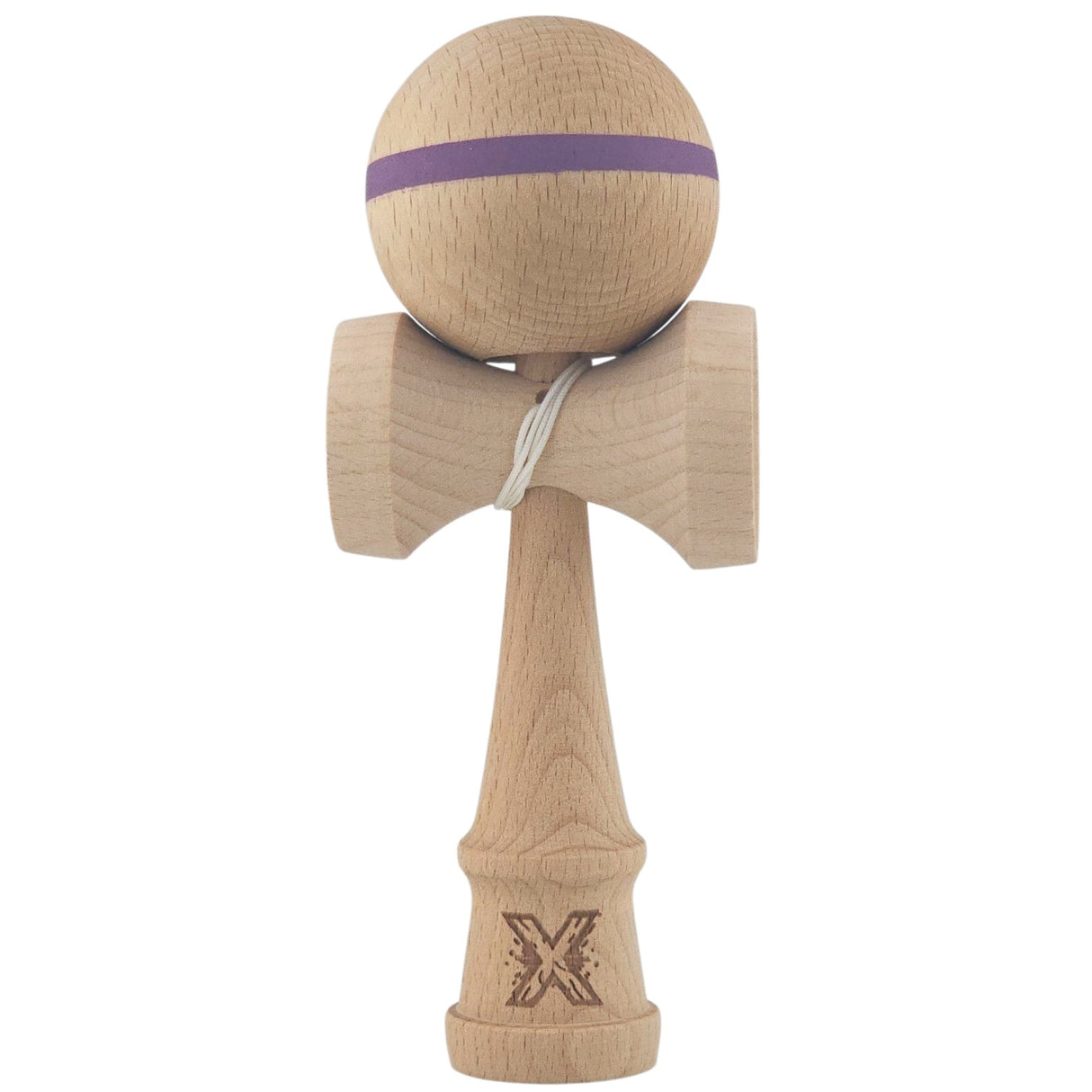 Kendama X Originală, Profesională, Vivimall, din Lemn, 18 cm, Dunga Mov - vivimall.ro