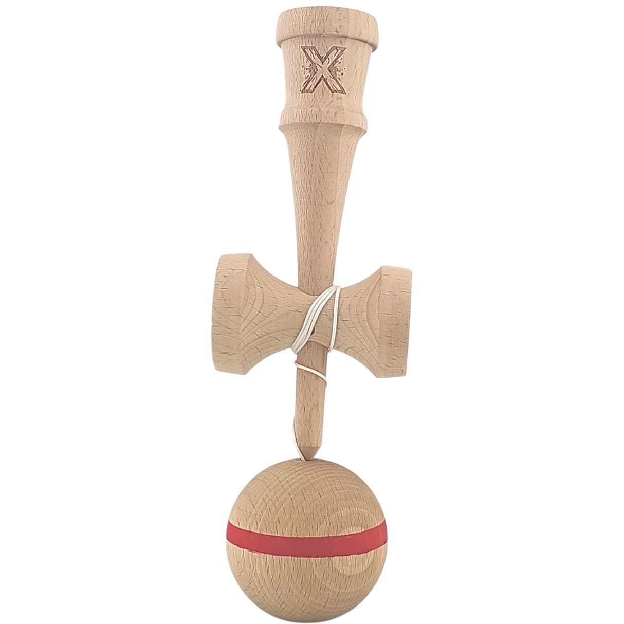 Kendama X Originala, Profesionala, Vivimall, din Lemn, 18 cm, Special, Model cu Dunga, Roz - vivimall.ro