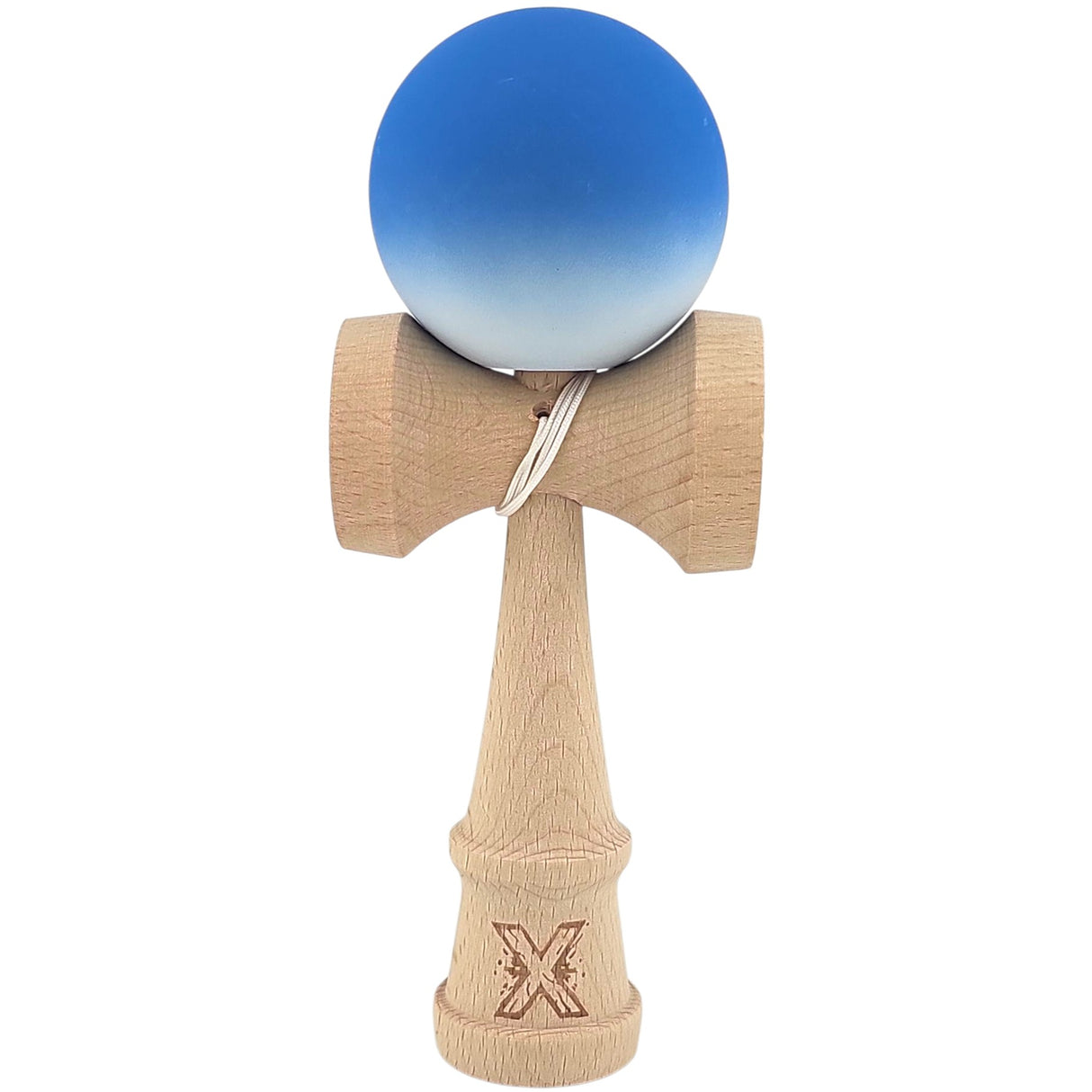 Kendama X Originala, Profesionala, Vivimall, din Lemn, Rubber Grip, 18 cm, Albastru/Alb - vivimall.ro