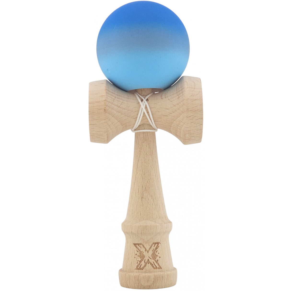 Kendama X Originala, Profesionala, Vivimall, din Lemn, Rubber Grip, 18 cm, Albastru/Alb - vivimall.ro