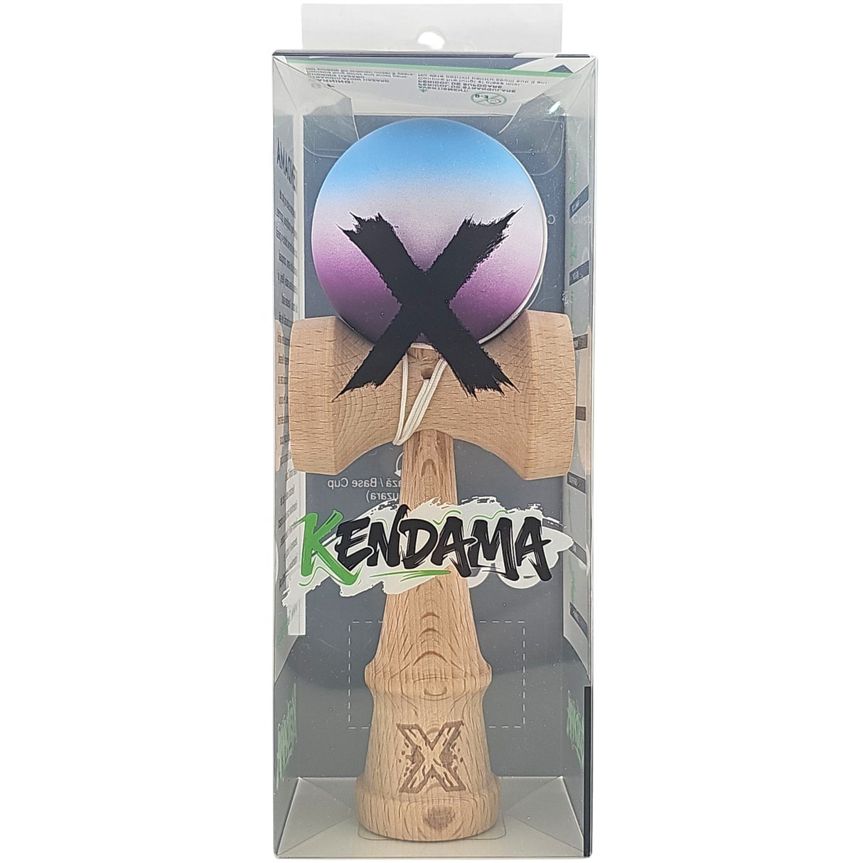 Kendama X Originala, Profesionala, Vivimall, din Lemn, Rubber Grip, 18 cm, Albastru/Alb/Violet- - vivimall.ro