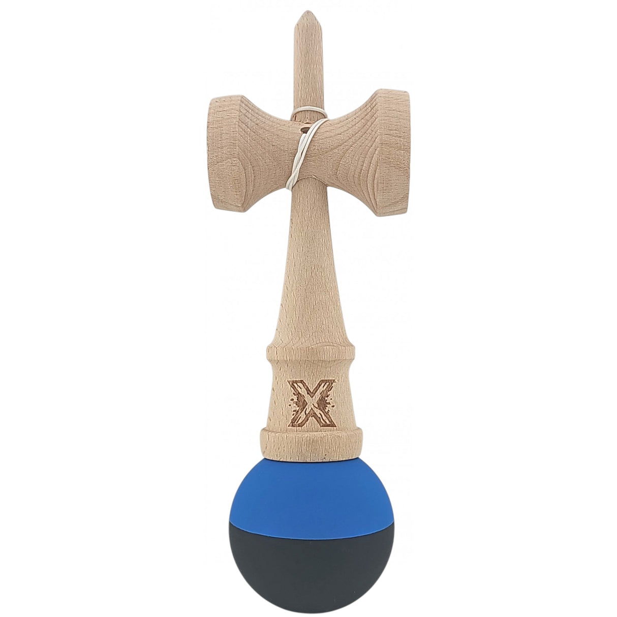Kendama X Originala, Profesionala, Vivimall, din Lemn, Rubber Grip, 18 cm, Albastru/Negru - vivimall.ro