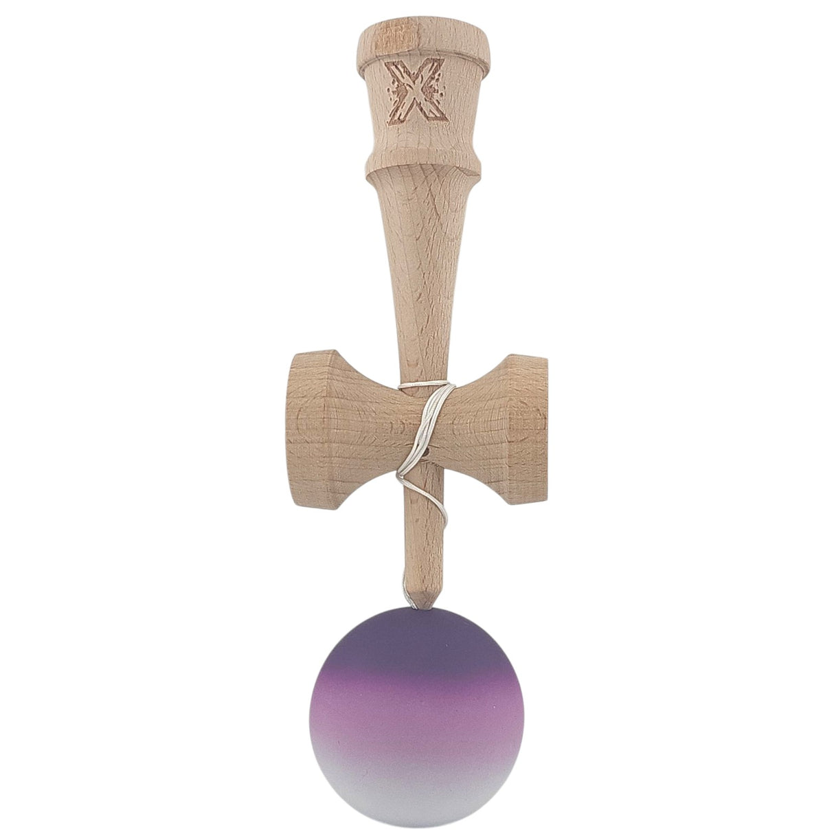 Kendama X Originala, Profesionala, Vivimall, din Lemn, Rubber Grip, 18 cm, Negru/Maro/Alb - vivimall.ro