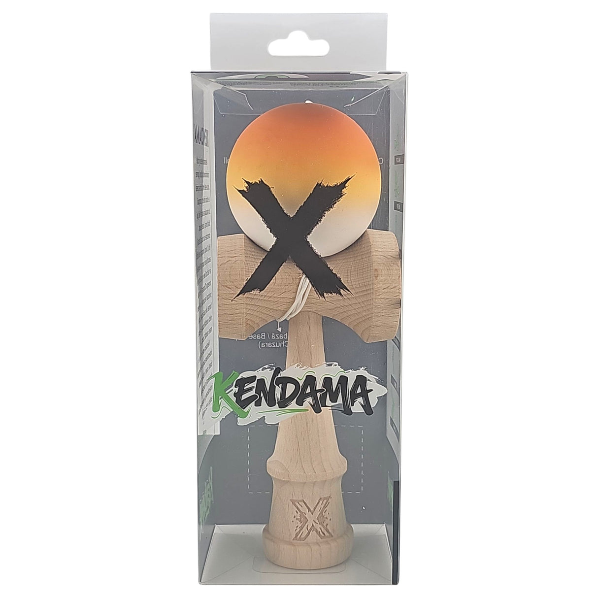 Kendama X Originala, Profesionala, Vivimall, din Lemn, Rubber Grip, 18 cm, Portocaliu/Galben/Alb - vivimall.ro