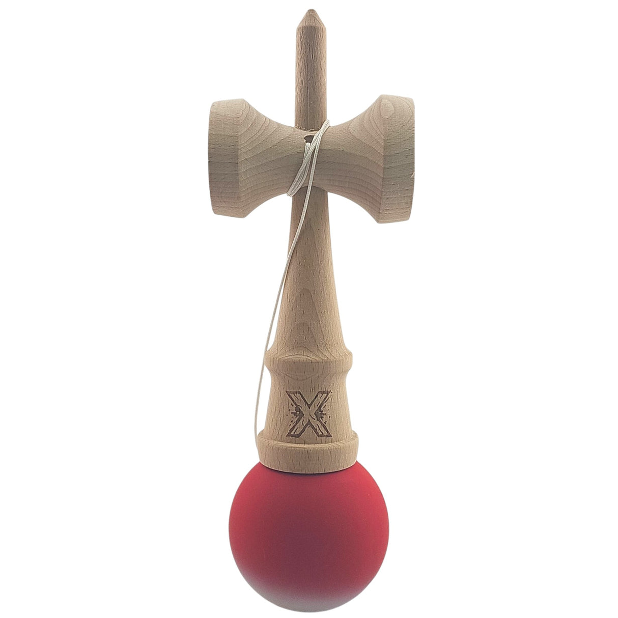 Kendama X Originala, Profesionala, Vivimall, din Lemn, Rubber Grip, 18 cm, Rosu/Alb - vivimall.ro