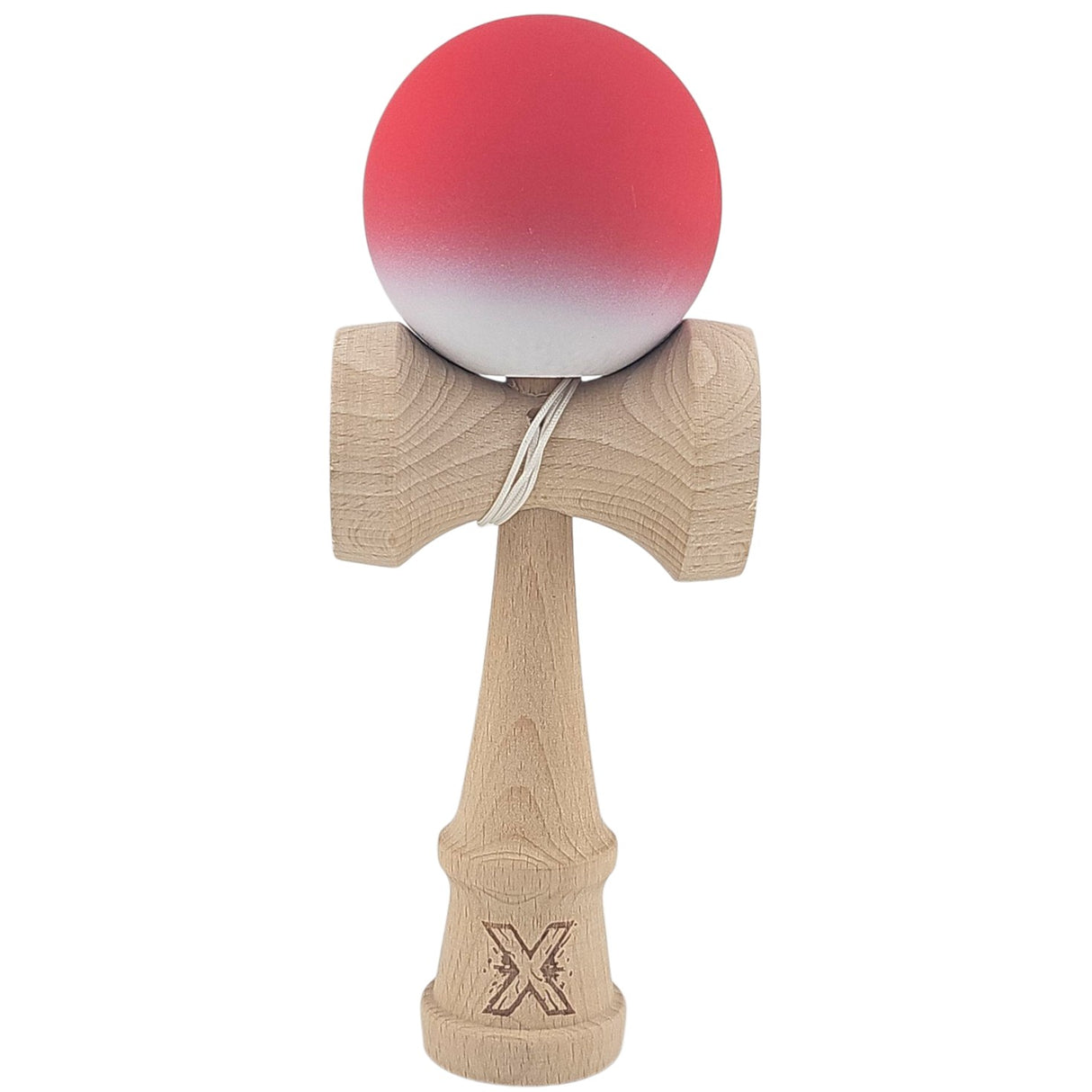 Kendama X Originala, Profesionala, Vivimall, din Lemn, Rubber Grip, 18 cm, Rosu/Alb - vivimall.ro