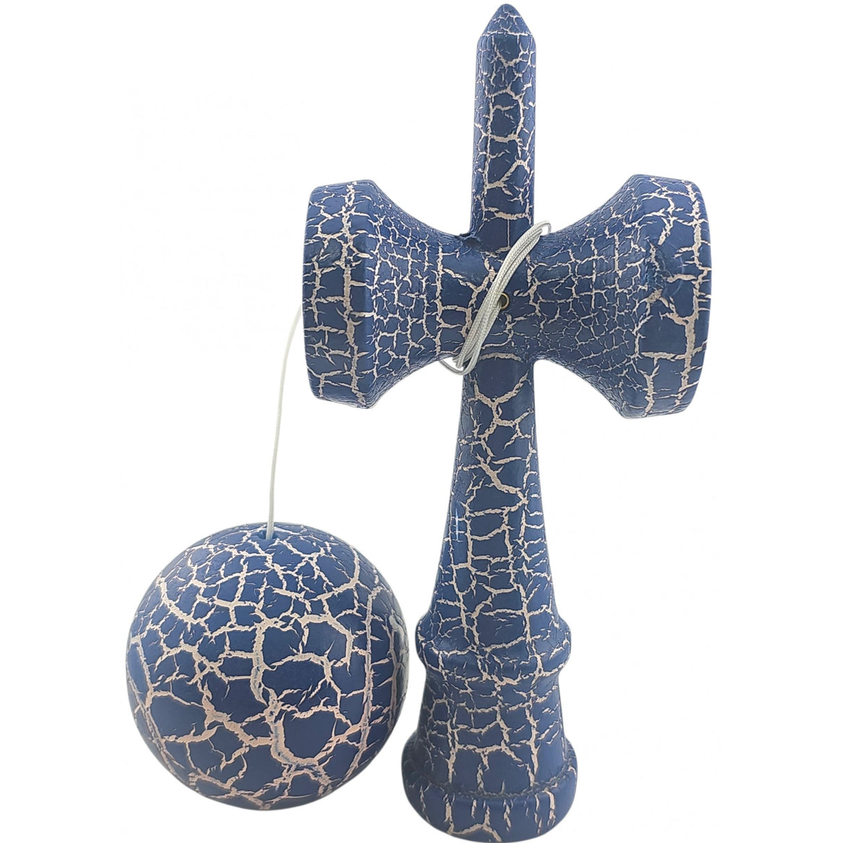 Kendama X Originala, Profesionala, Vivimall, Kendama Cracked, din Lemn – 18 cm, Albastru/alb - vivimall.ro