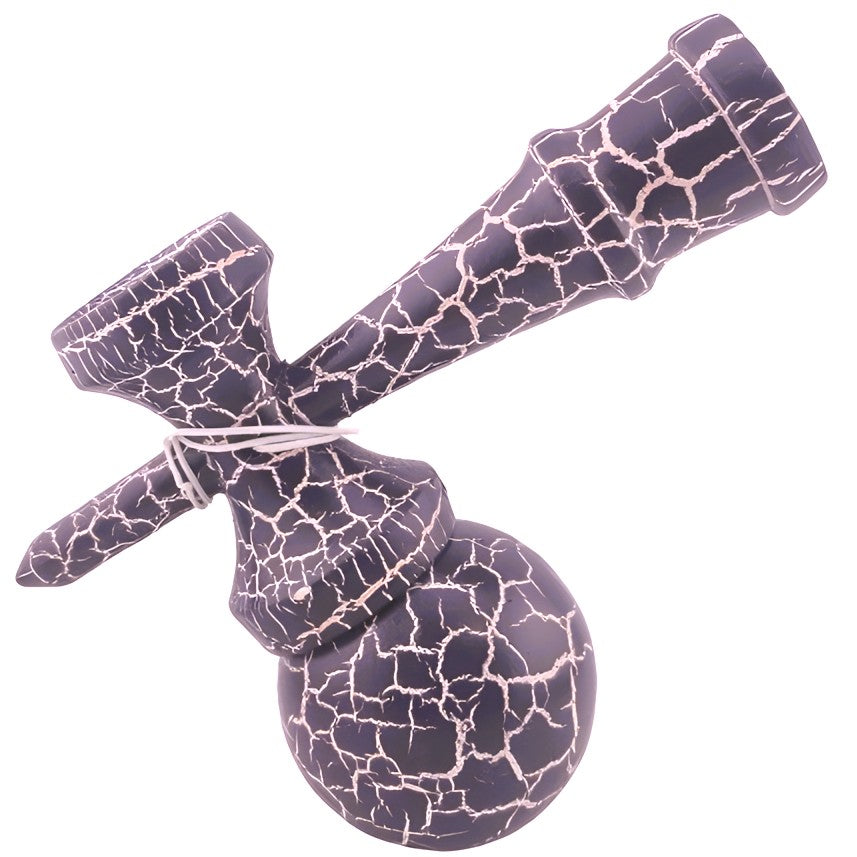 Kendama X Originala, Profesionala, Flippy, Kendama Cracked, din Lemn – 18 cm, Crack Mov/Alb - vivimall.ro