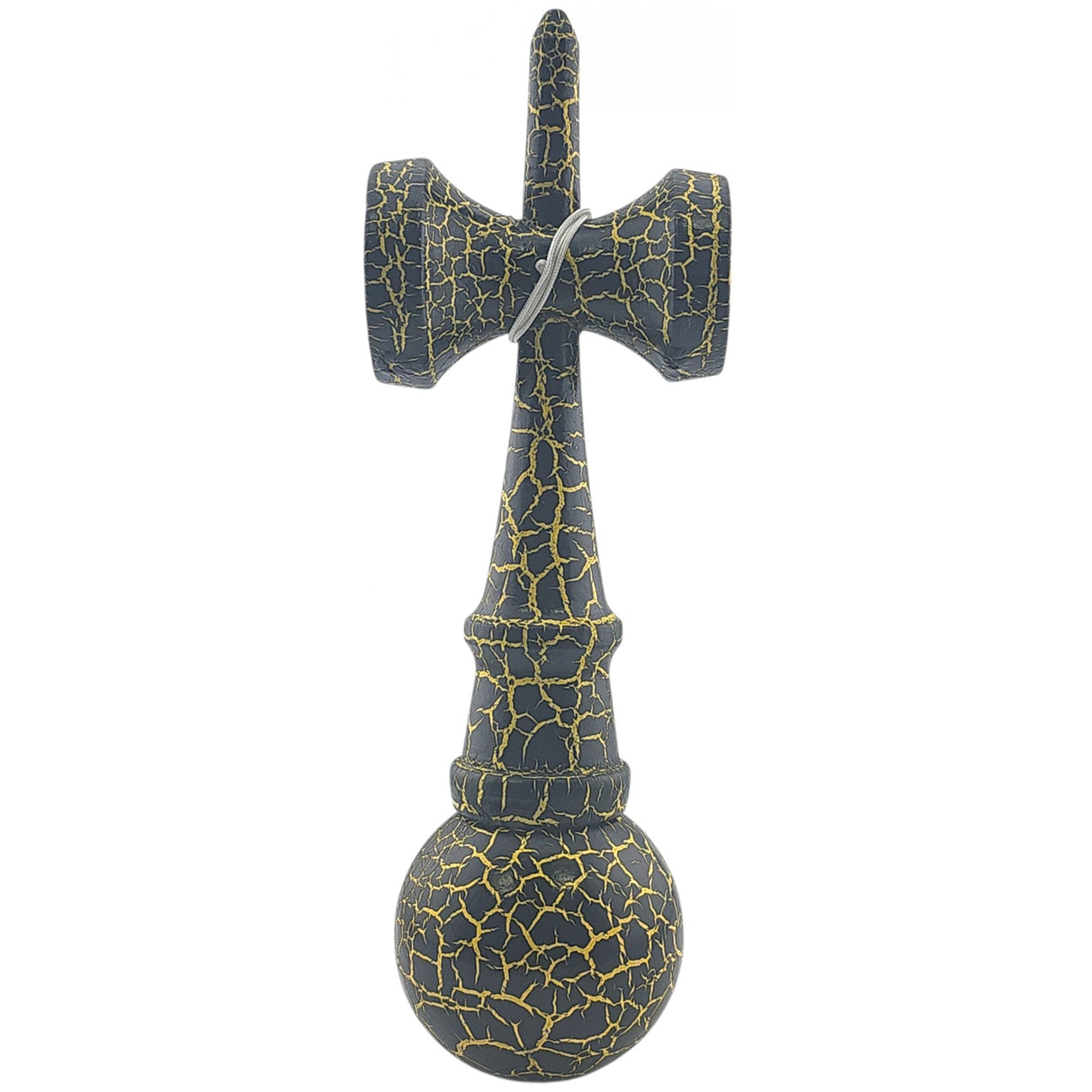 Kendama X Originala, Profesionala, Flippy, Kendama Cracked, din Lemn – 18 cm, Crack Negru/Galben - vivimall.ro