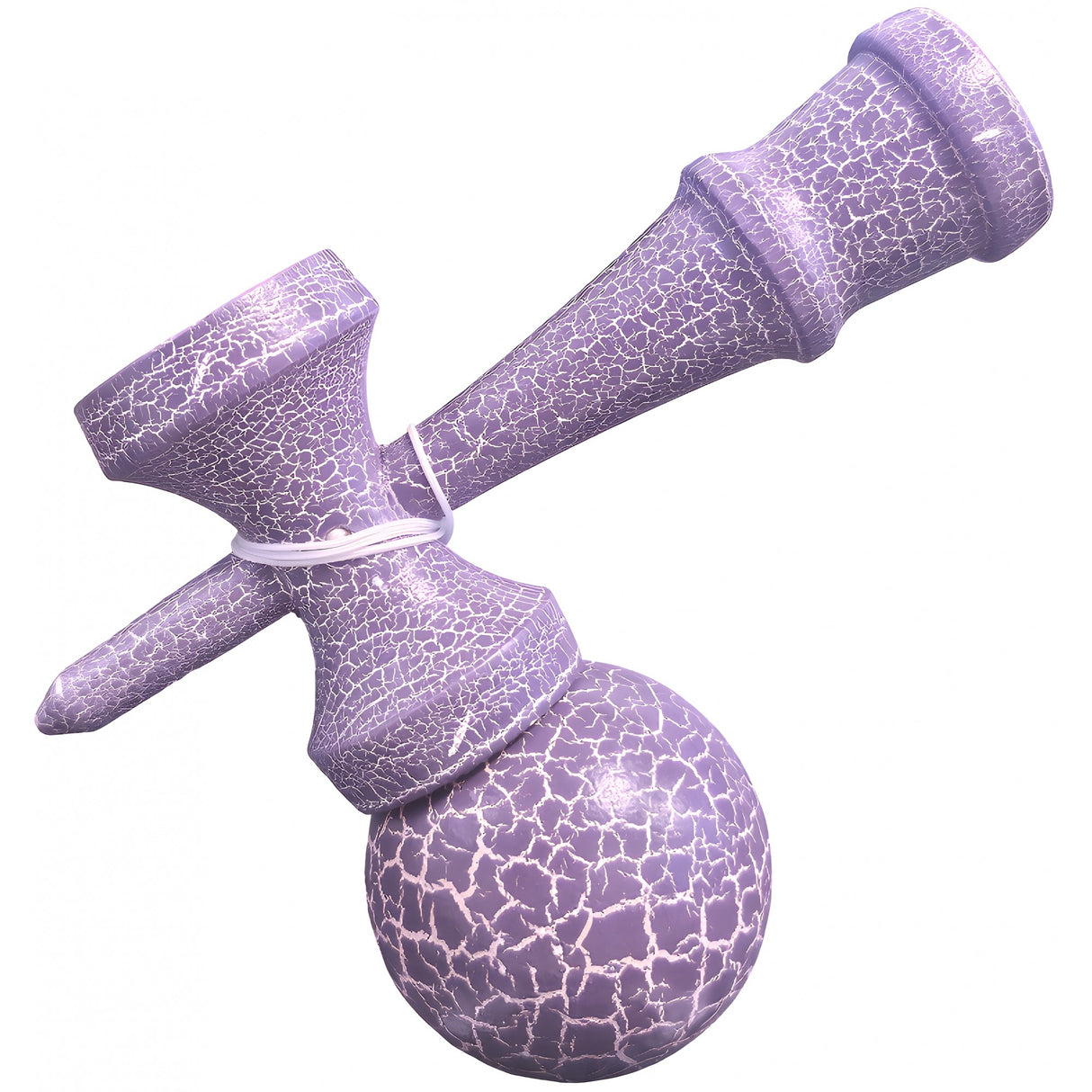 Kendama X Originala, Profesionala, Vivimall, Kendama Cracked, din Lemn – 18 cm, Lila/Alb - vivimall.ro