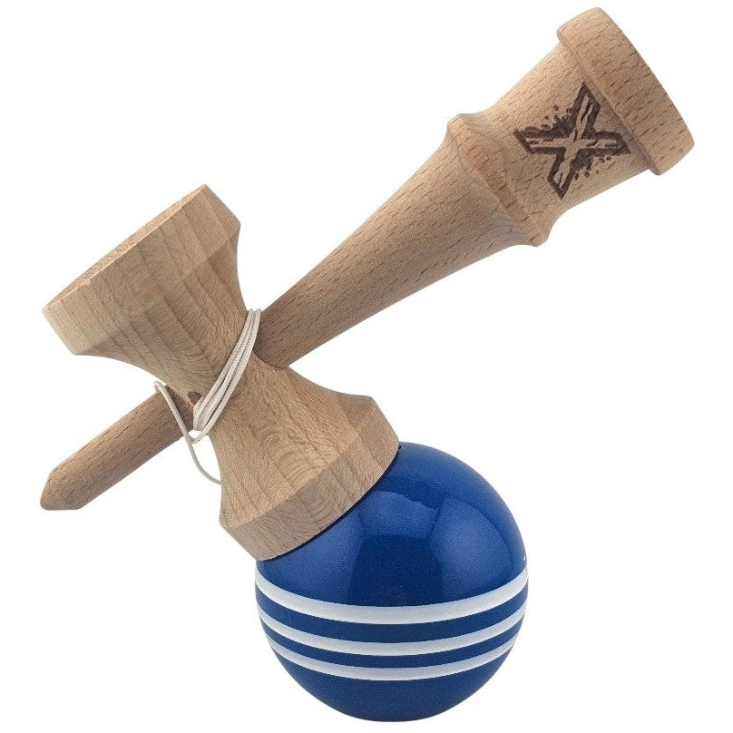 Kendama X Originala, Profesionala, Flippy, Original Super Sticky, din Lemn, 18 cm, Dark Blue/Alb - vivimall.ro