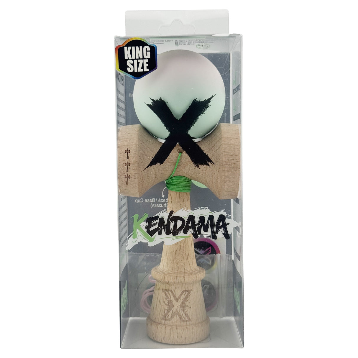 Kendama X Originala, Profesionala, Vivimall, Big Cups V3, Rubber Grip model Roz/Verde - vivimall.ro
