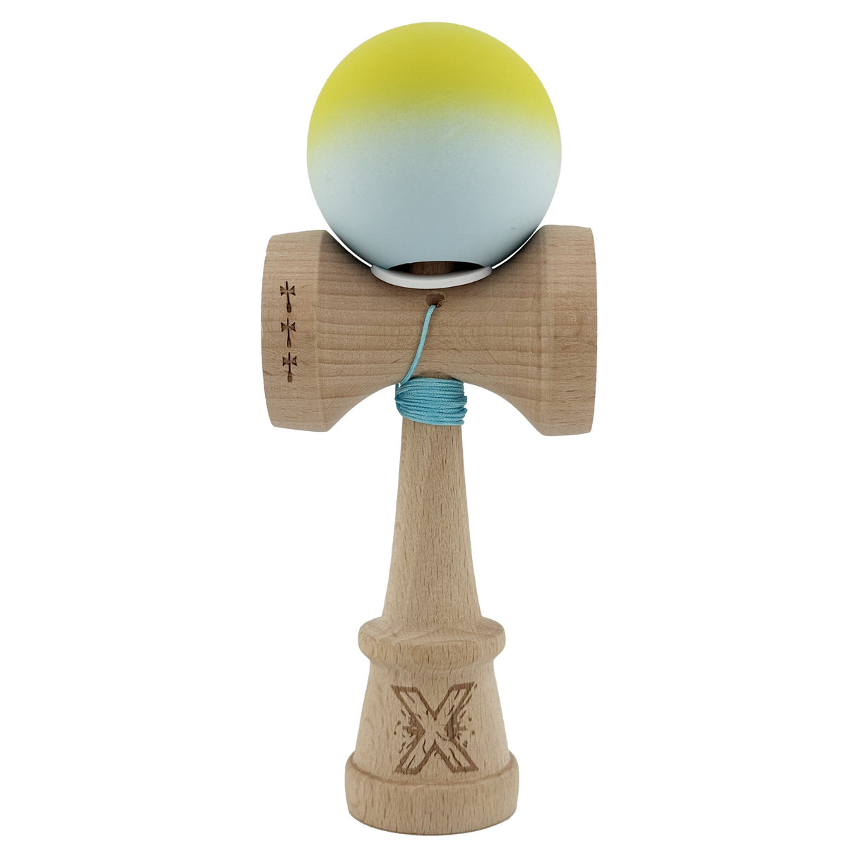 Kendama X Originala, Profesionala, Vivimall, Big Cups V3, Rubber Grip model Galben Verde - vivimall.ro