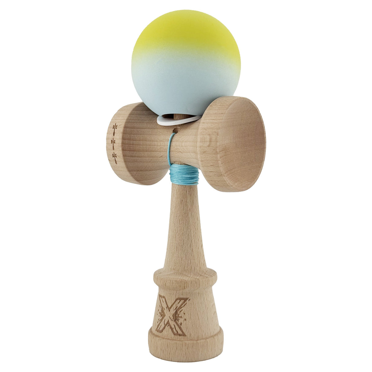 Kendama X Originala, Profesionala, Vivimall, Big Cups V3, Rubber Grip model Galben Verde - vivimall.ro