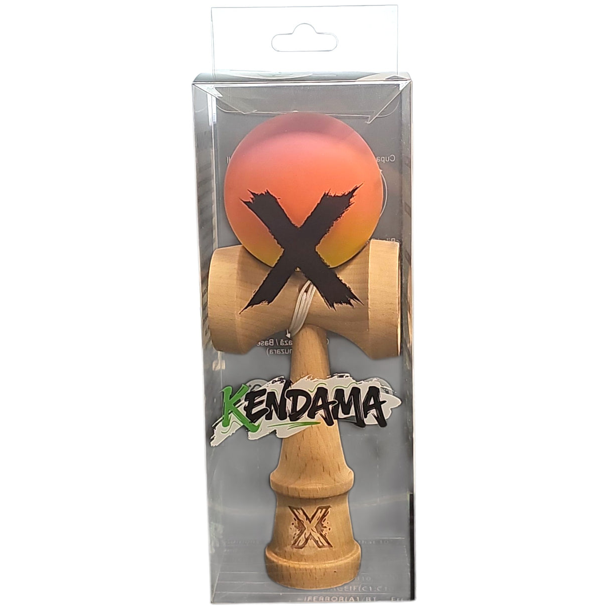 Kendama X Originala, Profesionala, Vivimall, Rubber Grip, din Lemn, 18 cm, Roz/Portocaliu/Galben