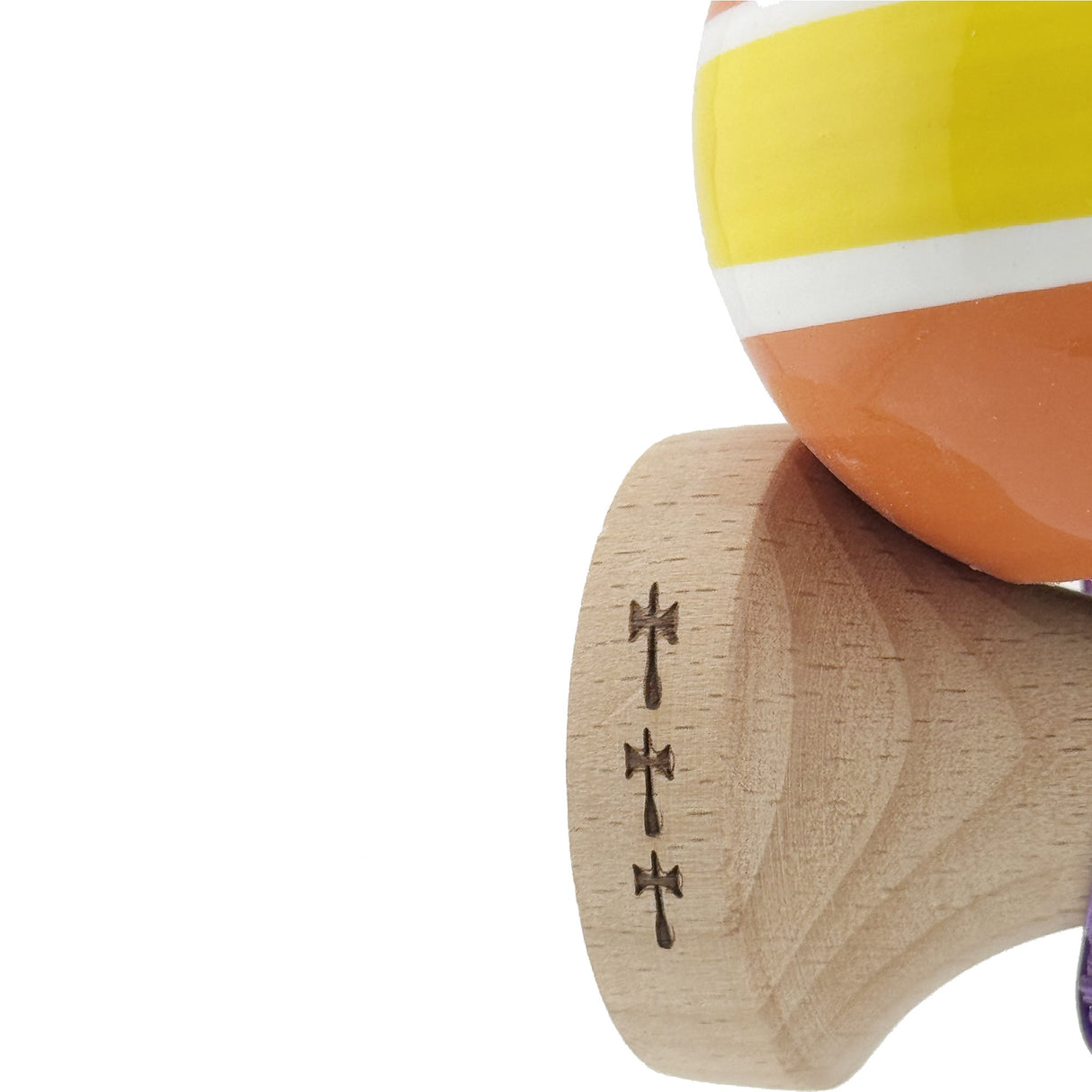 Kendama X Originala, Profesionala, Vivimall, Big Cups V2, Super Sticky Legendary Cupe Mari, Rulment Metalic cu Ata 55 cm, Portocaliu/Galben/Alb - vivimall.ro
