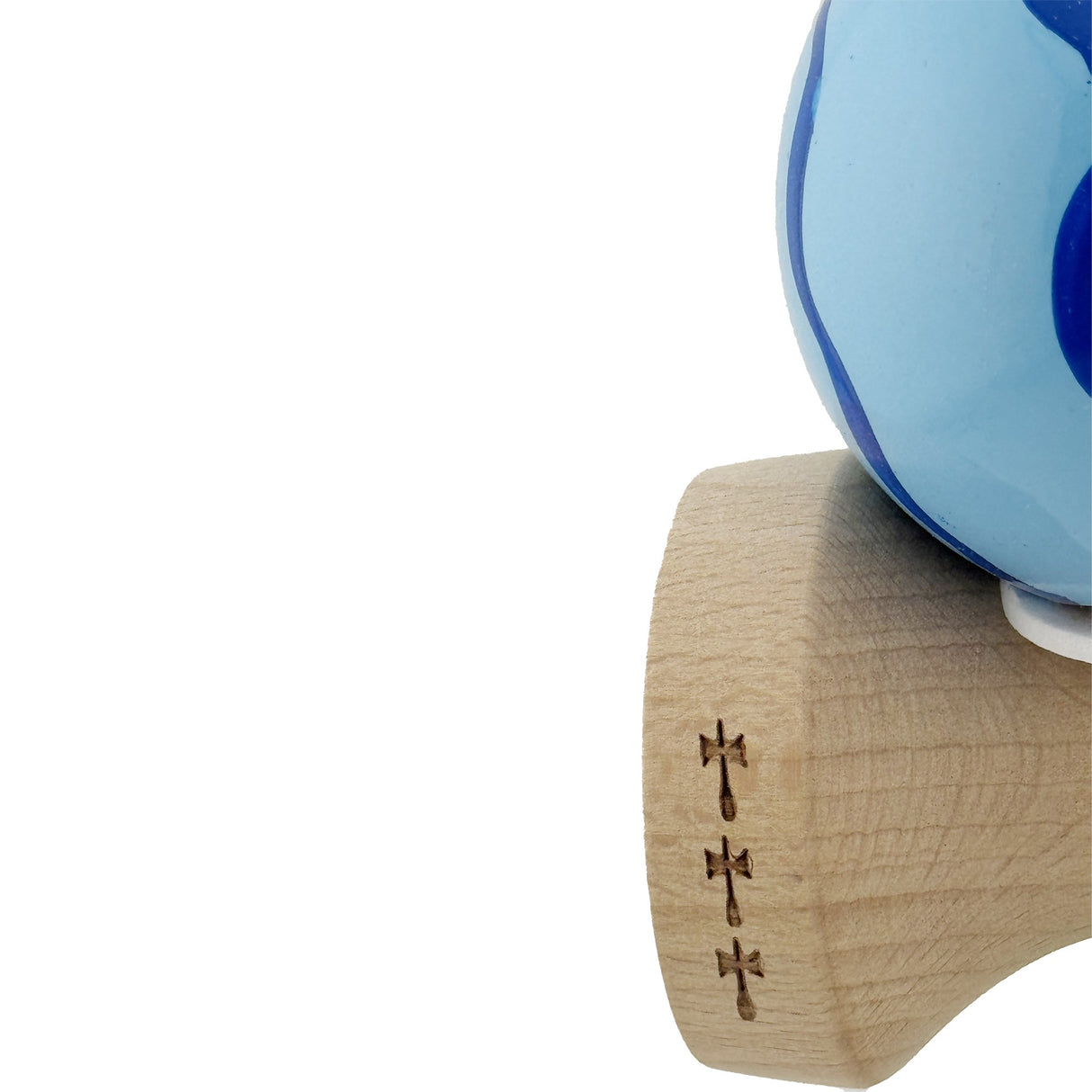 Kendama X Originala, Profesionala, Flippy, Super Sticky cu Cupe Mari KING SIZE V3, Gaura in Baza, Rulment Metalic, din lemn 18 cm, Ata 62/65 cm, Special Albastru deschis - vivimall.ro