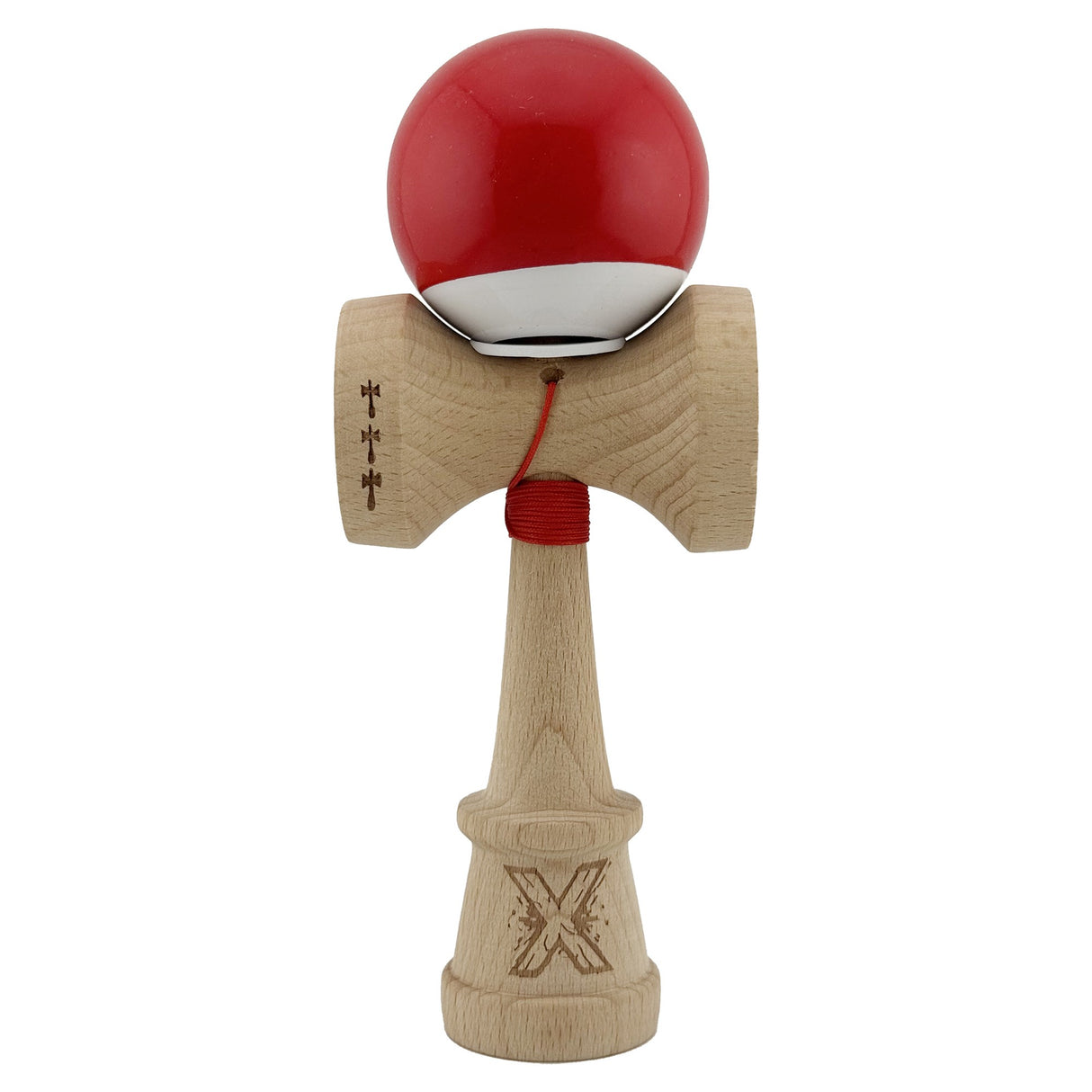Kendama X King Size V3 Super Sticky, detaliu cupe mari 4,8 cm și 4,5 cm, finisaj bicolor