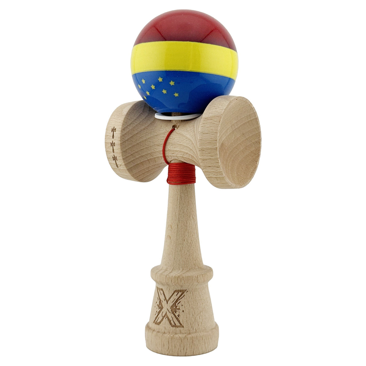 Kendamă originală Tricolor Edition, design gradient cu stele, vedere laterală dreaptă