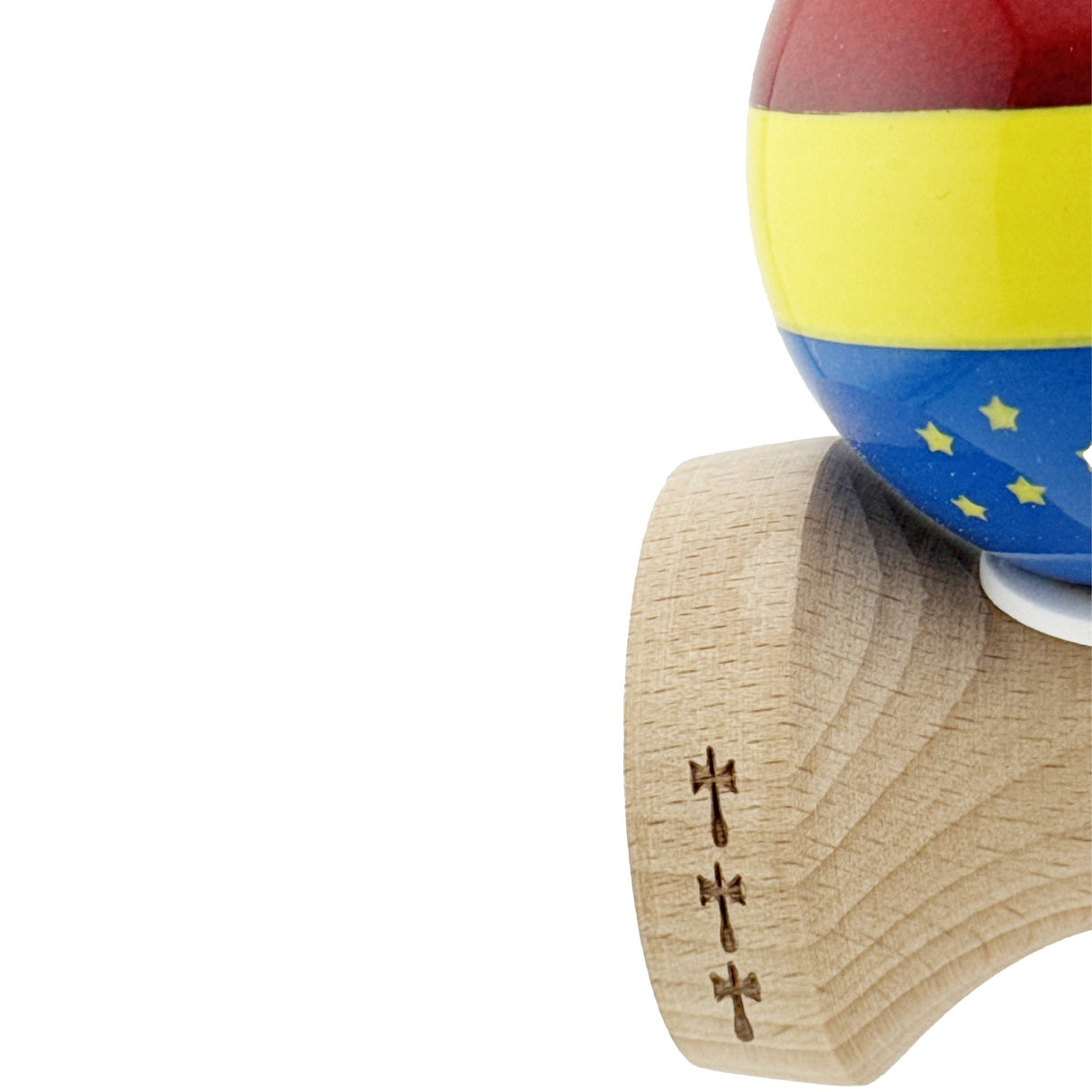 Detaliu finisaj Super Sticky kendamă Tricolor Edition, textura suprafeței adezive