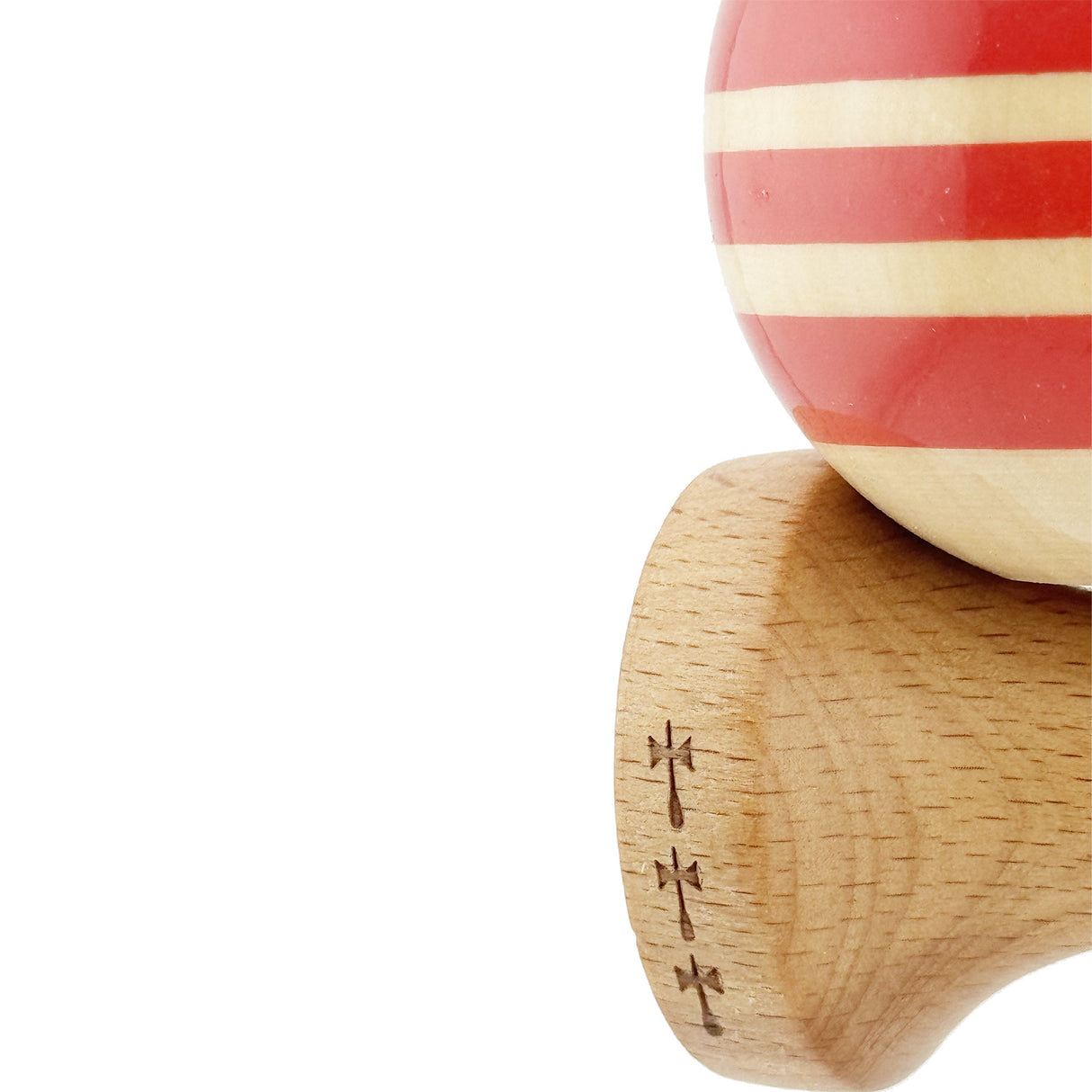 Kendama X Rainbow Originala, Profesionala, Flippy, Big Cups V2, Super Sticky cu Cupe Mari, Rulment Metalic, din lemn 18 cm, Ata 55 cm, Rosu/Maro - vivimall.ro