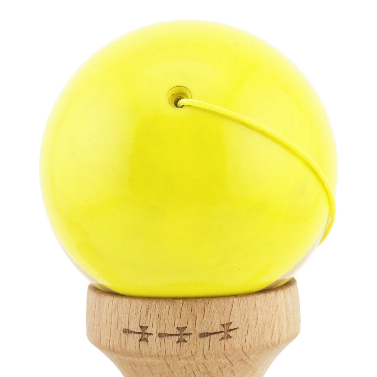 Kendama X Rainbow Originala, Profesionala, Flippy, Big Cups V2, Super Sticky cu Cupe Mari, Rulment Metalic, din lemn 18 cm, Ata 55 cm, Galben/Maro - vivimall.ro