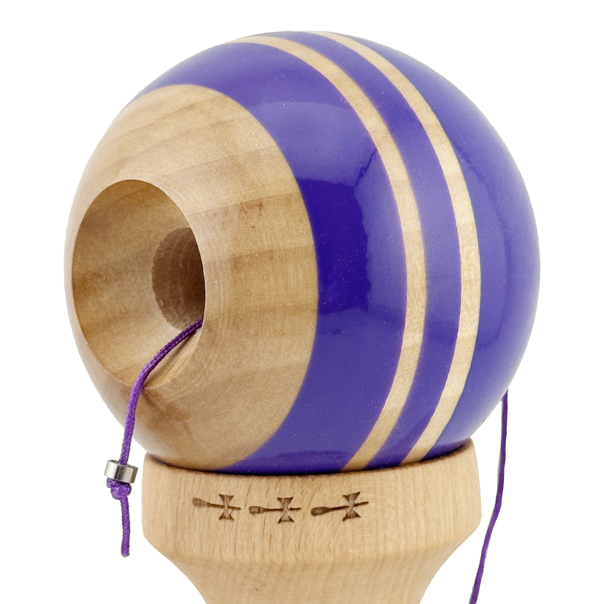 Kendama X Rainbow Originala, Profesionala, Flippy, Big Cups V2, Super Sticky cu Cupe Mari, Rulment Metalic, din lemn 18 cm, Ata 55 cm, Indigo/Maro - vivimall.ro