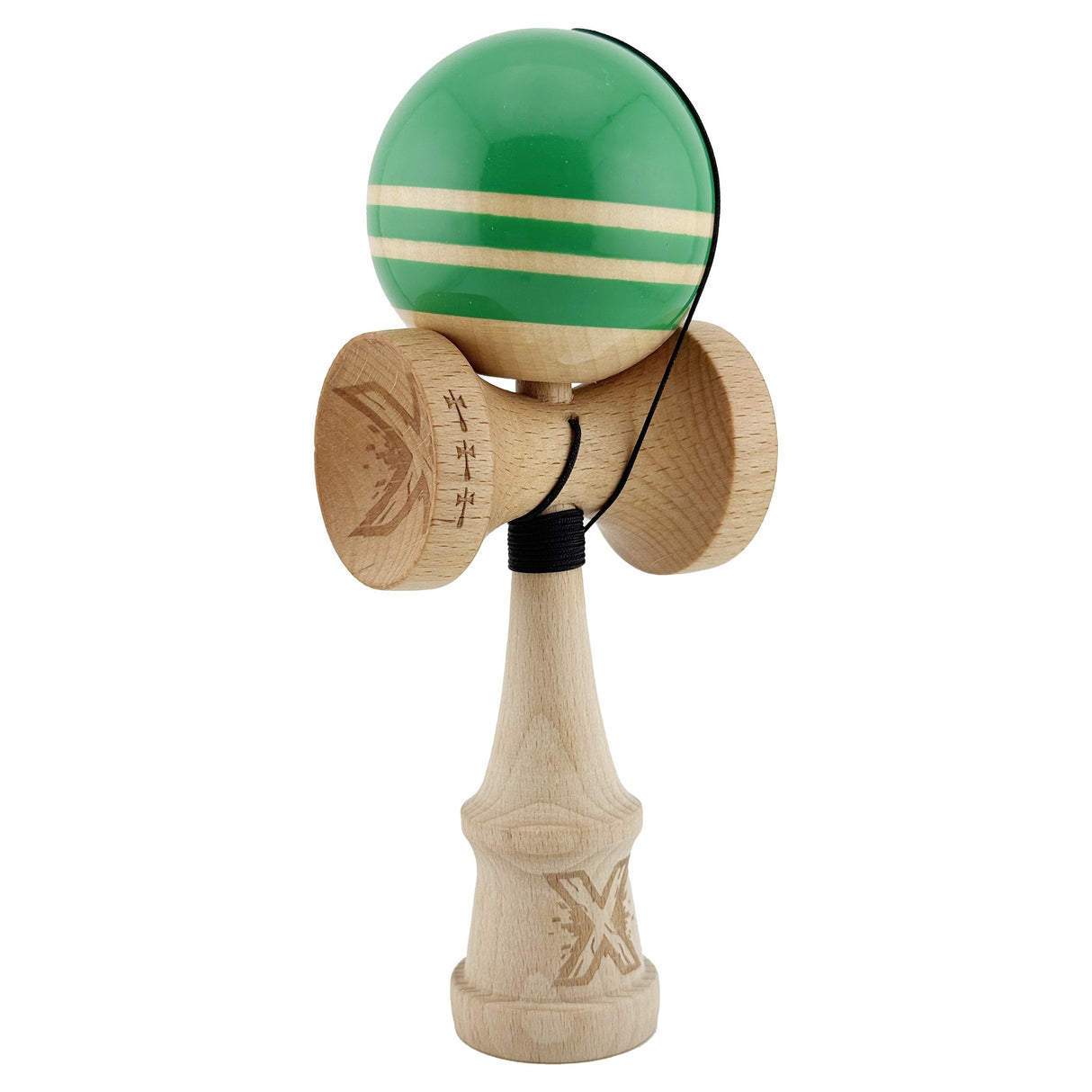 Kendama Originala X - RAINBOW , Profesionala, Vivimall, din Lemn, 18 cm, Verde -largel balls+large handle +Original Super Sticky - vivimall.ro
