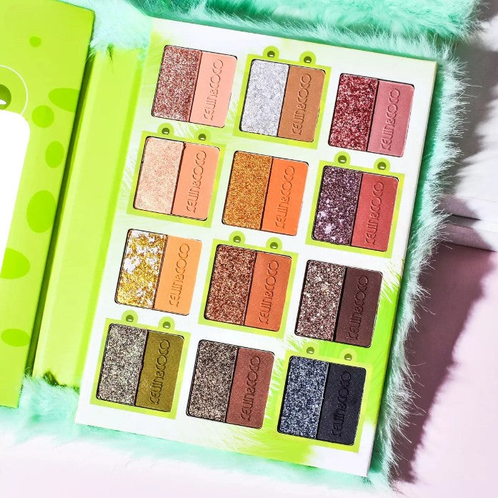 Set de Machiaj Kevin&Coco, 38 culori, Fard Ochi, Iluminatoare si Contouring, Husa Pufoasa, Model Broscuta, 17.3x12.5x5 cm, Multicolor - vivimall.ro