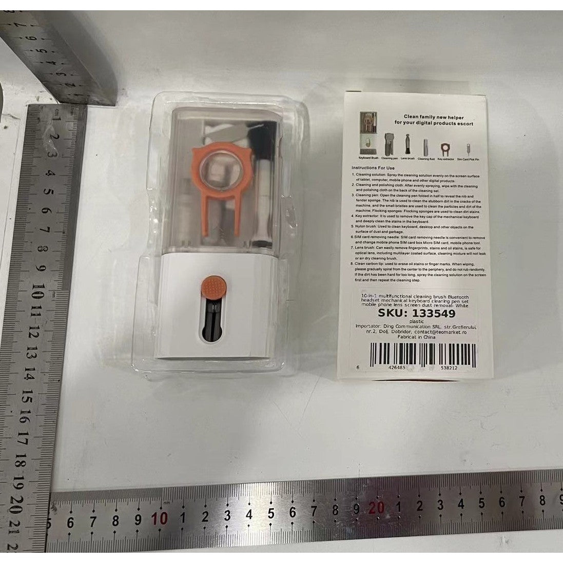 Kit Multifunctional de Curatare Produse Electronice 10in1, Flippy, pentru Laptop, Tastatura, Telefon, Casti, Camere, Alb - vivimall.ro