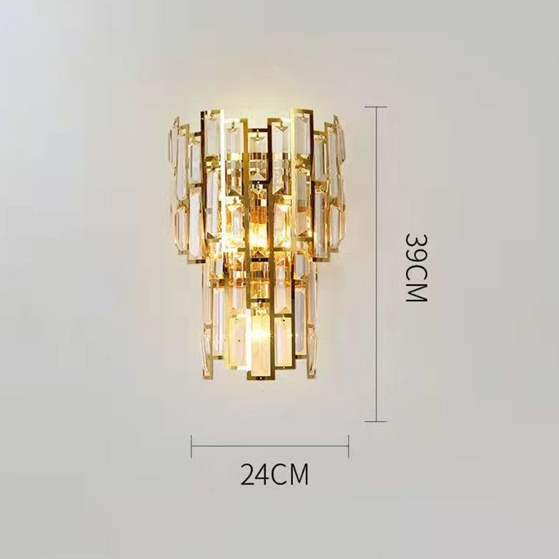 Lampa de Perete in Interior, Flippy, Lampa de Lux pentru Decor de Interior, Corp de Iluminat Tip aplica, din Inox Auriu si Cristal, Lumina Calda Rece Neutra, 39x24 cm, Ideal pentru Camere Mici si Medii, Auriu - vivimall.ro