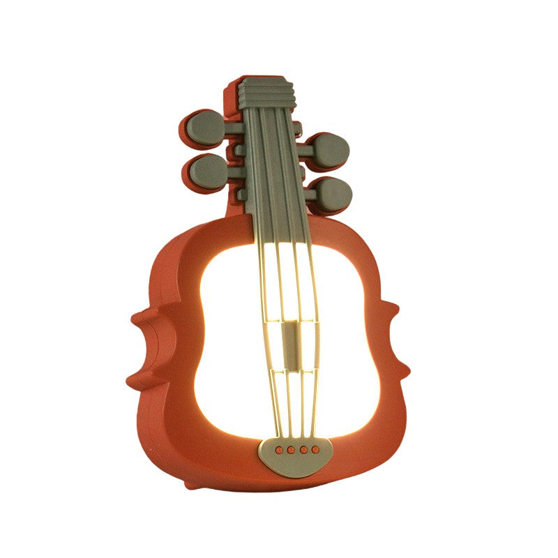 Lampa de Veghe, Vivimall, cu Protectie pentru Ochi, Model Violina, Lumina Calda, Incarcare USB, ABS, 14.3x5x9.9 cm, Verde/ Rosu - vivimall.ro