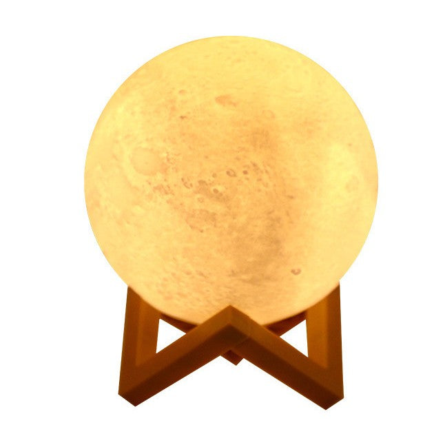 Lampa de veghe luna3D Moon Light, lumina LED alb cald, alimentare baterii, stand din plastic, 18 cm, Vivimall - vivimall.ro
